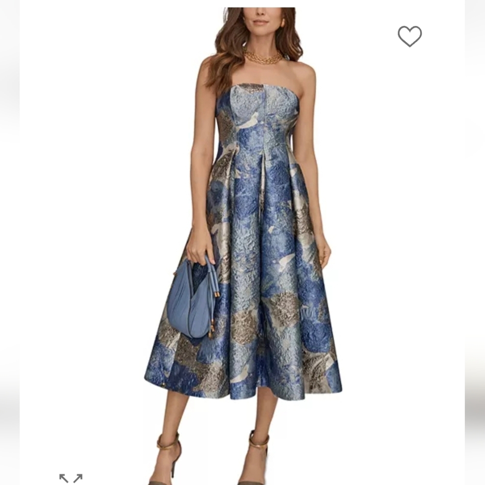 Donna Karan Strapless Jaquard Midi Dress 2 $379 - Picture 5 of 13